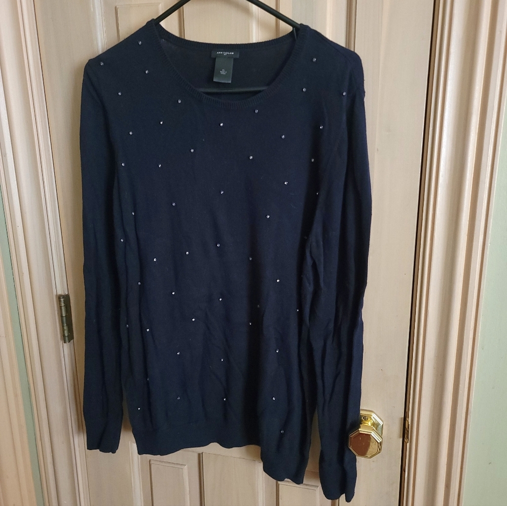 Misses Sz XL Ann Taylor Beaded Crewneck Sweater